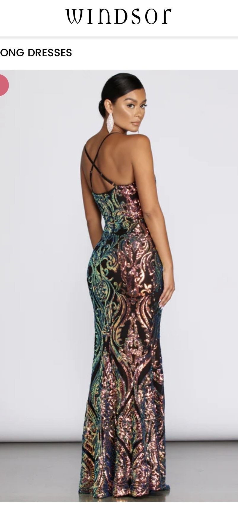 Style 05002-0317 Windsor Size S Prom Plunge Multicolor Mermaid Dress on Queenly