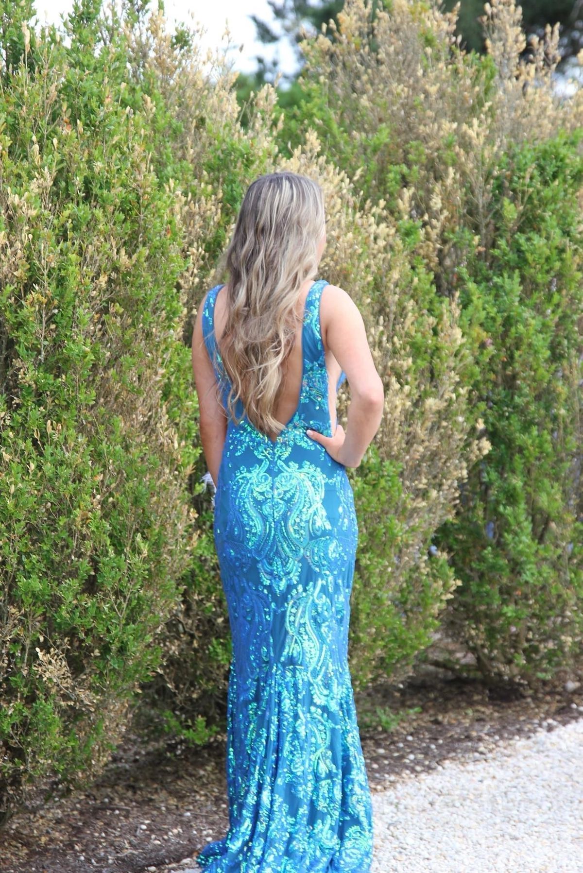 Size 2 Prom Plunge Blue A-line Dress on Queenly