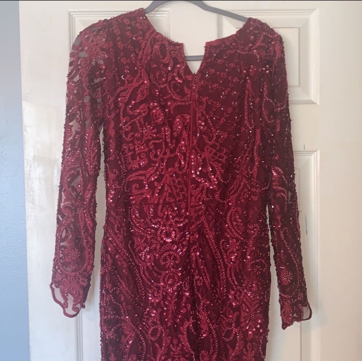 Size 8 Prom Long Sleeve Red Floor Length Maxi on Queenly