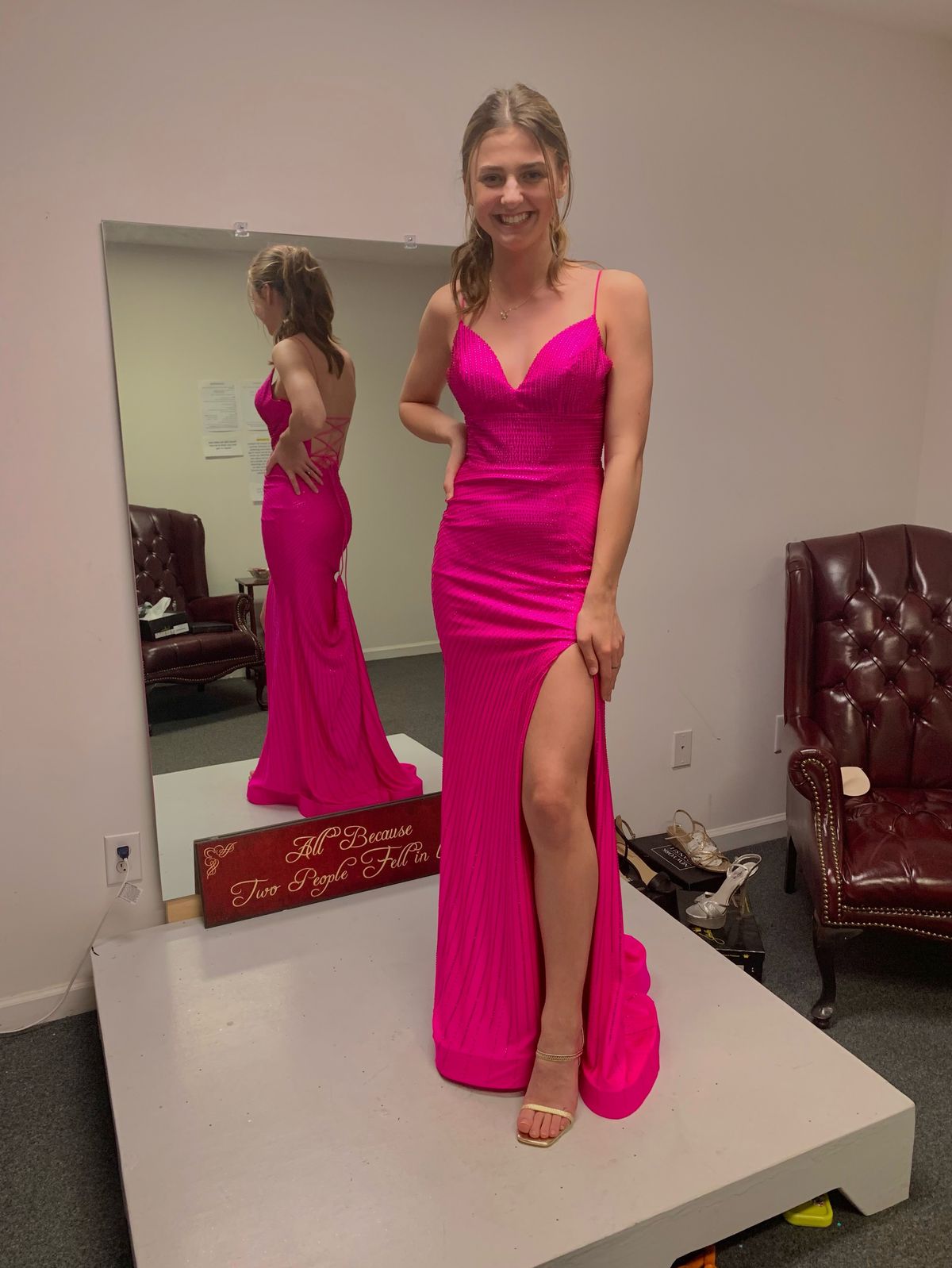 Style 1170712 nox Size 2 Prom Plunge Hot Pink Floor Length Maxi on Queenly