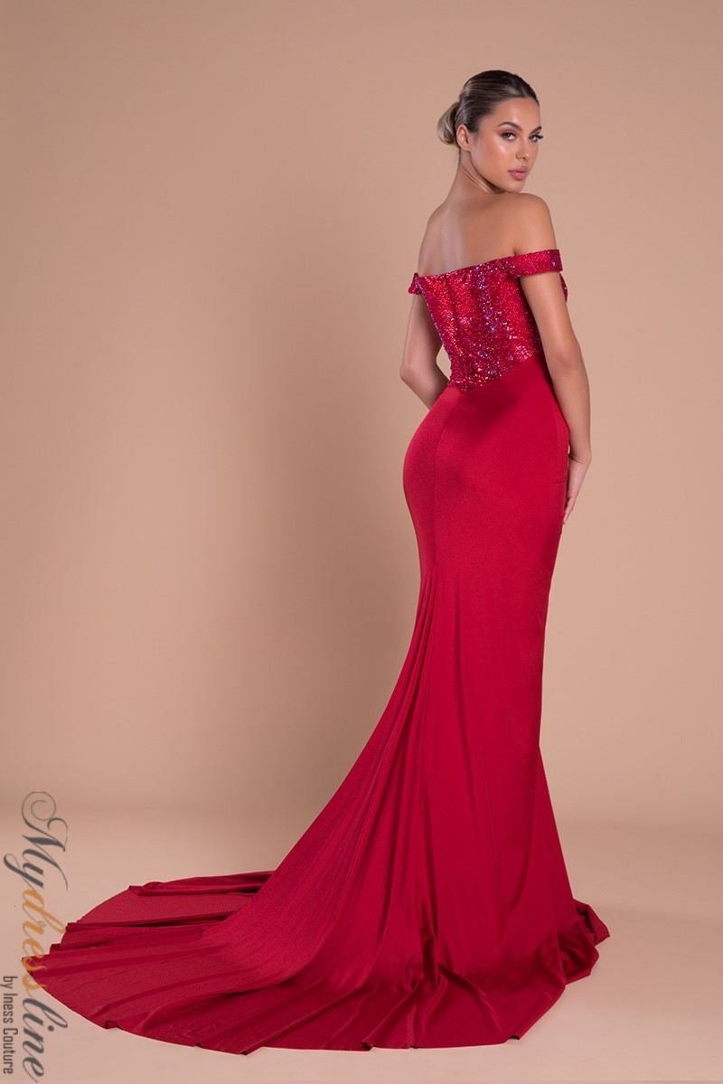Style PS21232 Portia and Scarlett Size 10 Prom Off The Shoulder Red A-line Dress on Queenly