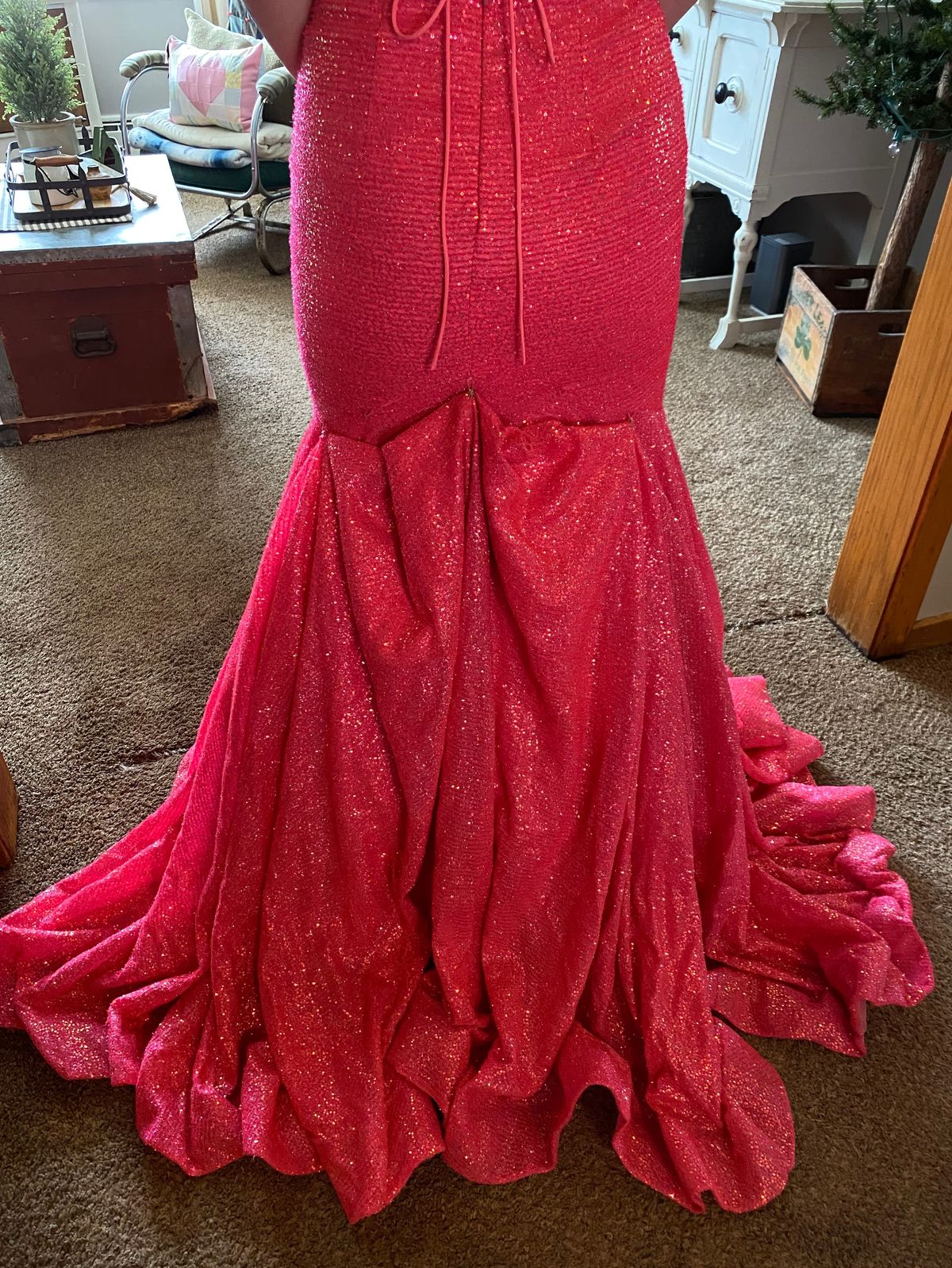 Amarra Size 4 Prom Plunge Pink Mermaid Dress on Queenly