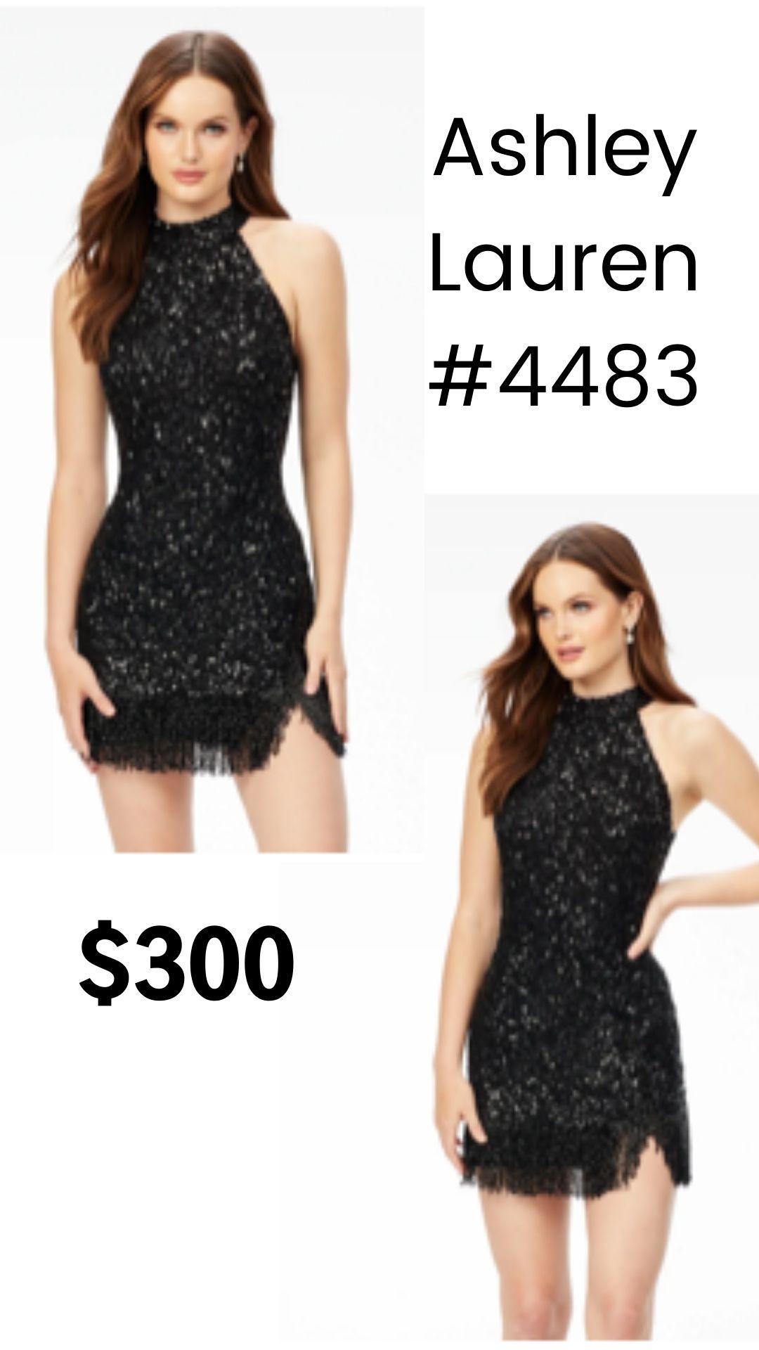 Style 4483 Ashley Lauren Size 4 Black Cocktail Dress on Queenly