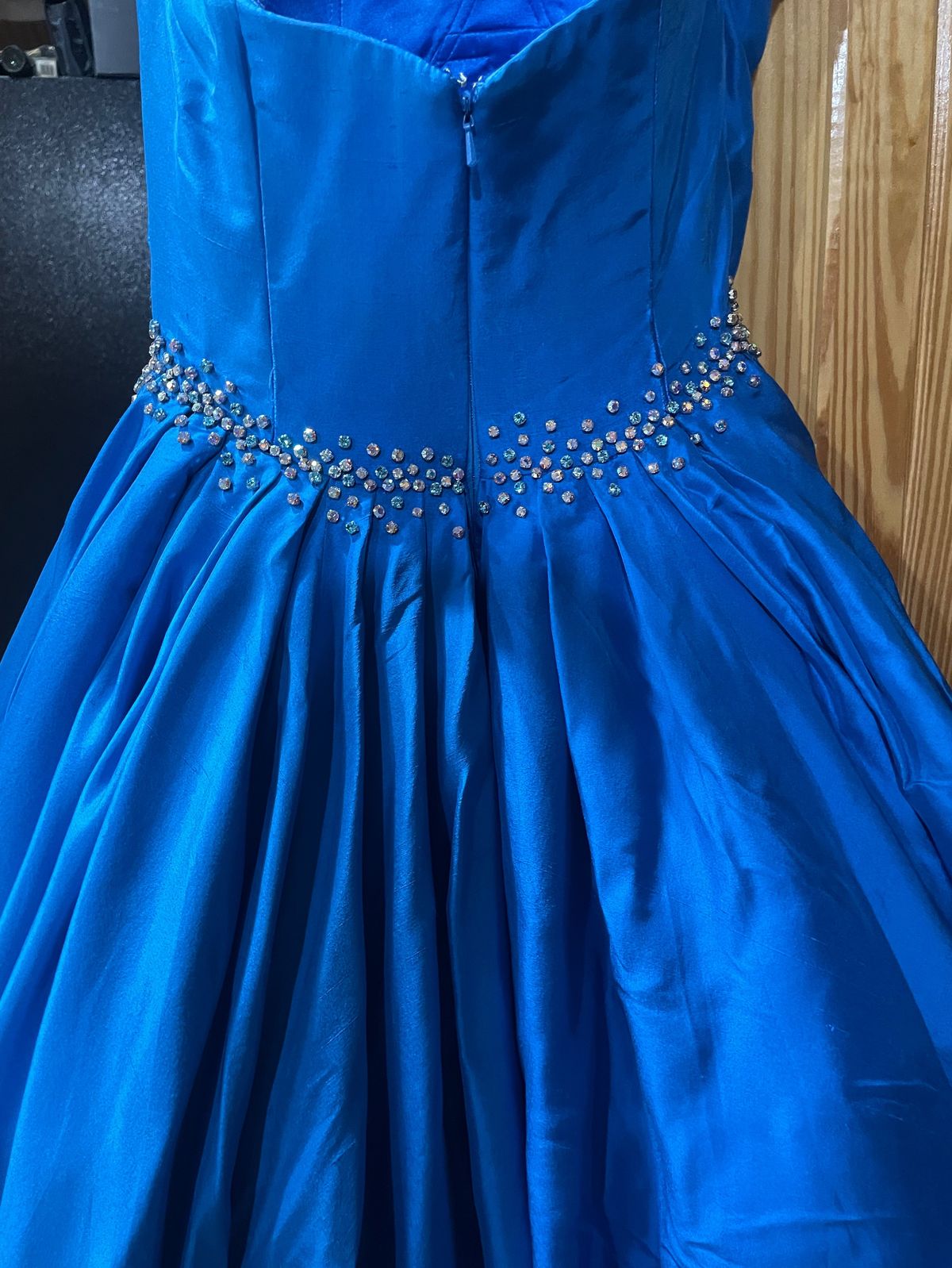 Aaron Micheal Size 6 Pageant Strapless Blue Ball Gown on Queenly