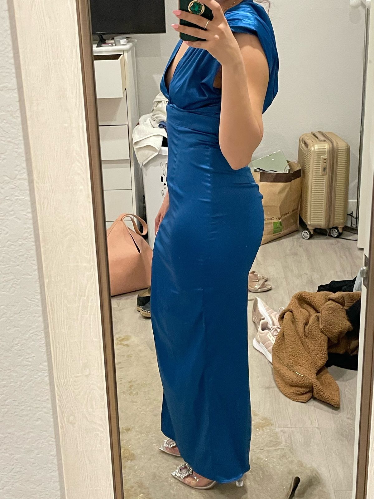 Size 4 Nightclub Plunge Blue Cocktail Dress on Queenly