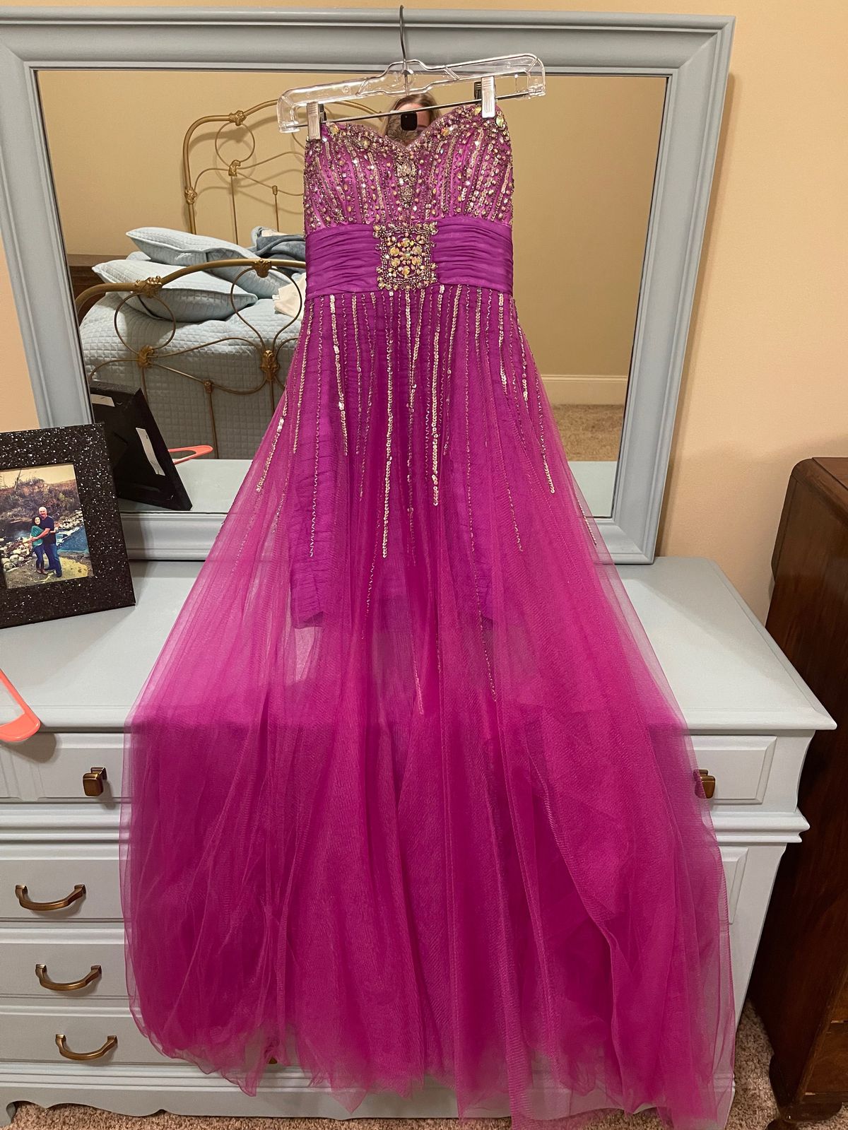 Size 0 Prom Strapless Purple Floor Length Maxi on Queenly
