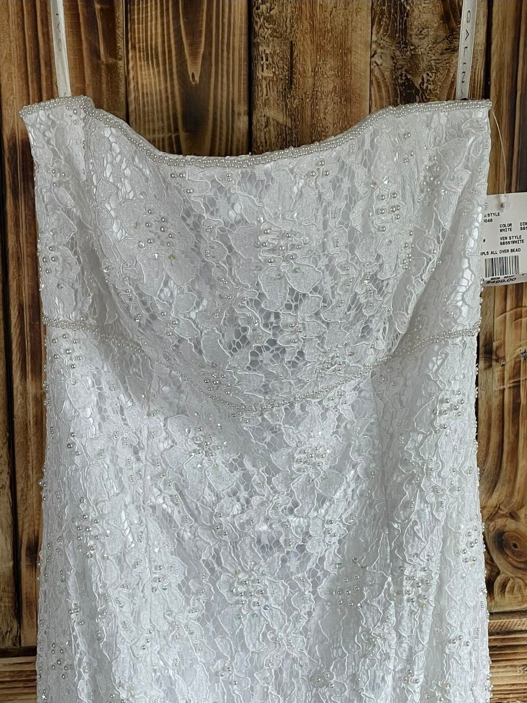 galina Size 12 Strapless Lace White Floor Length Maxi on Queenly