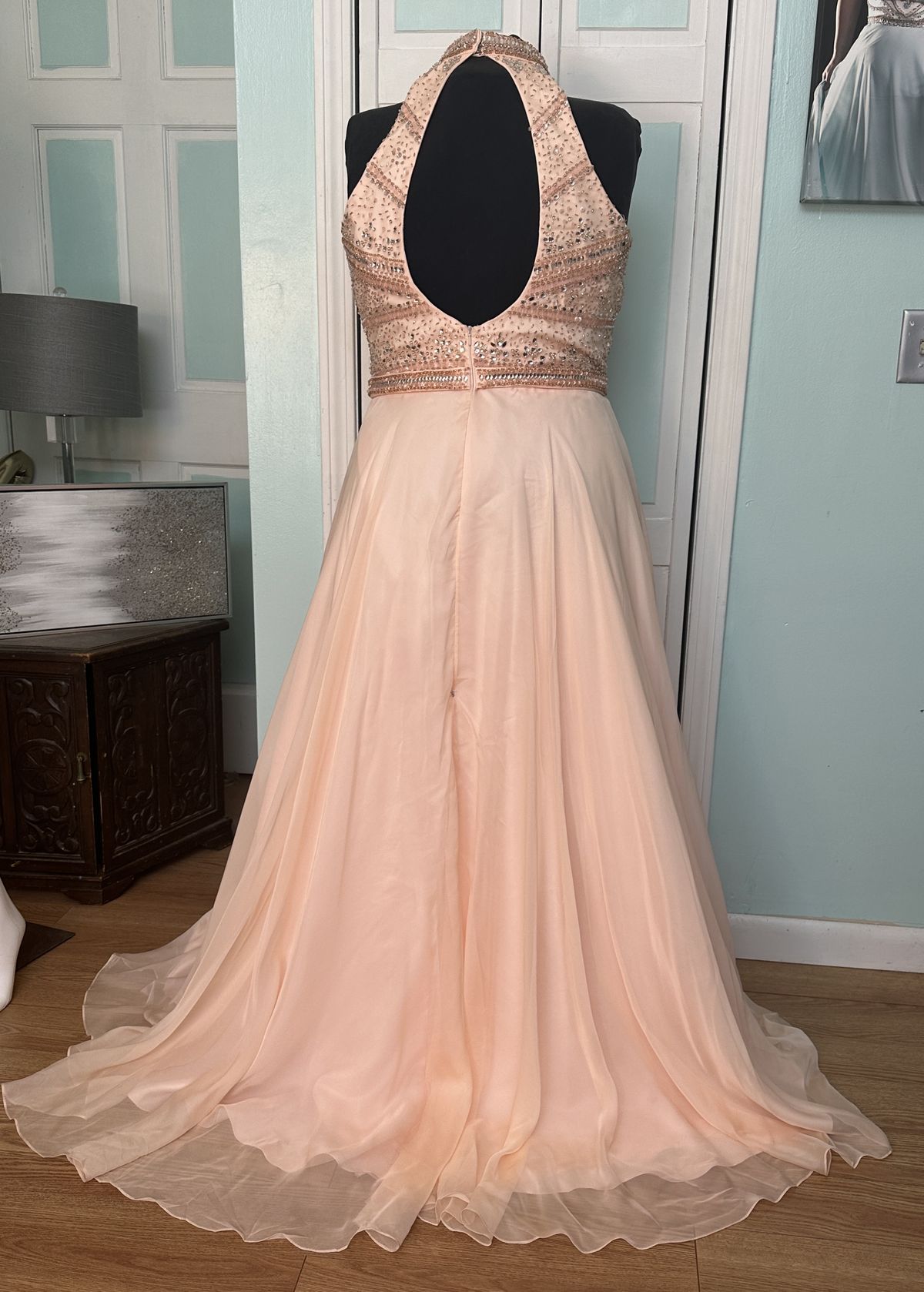 Style 99147 MoriLee Plus Size 22 Prom High Neck Sequined Orange A-line Dress on Queenly