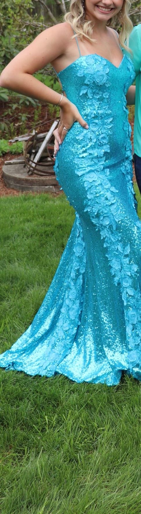 Style 06109 Jovani Size 4 Prom Strapless Blue Floor Length Maxi on Queenly