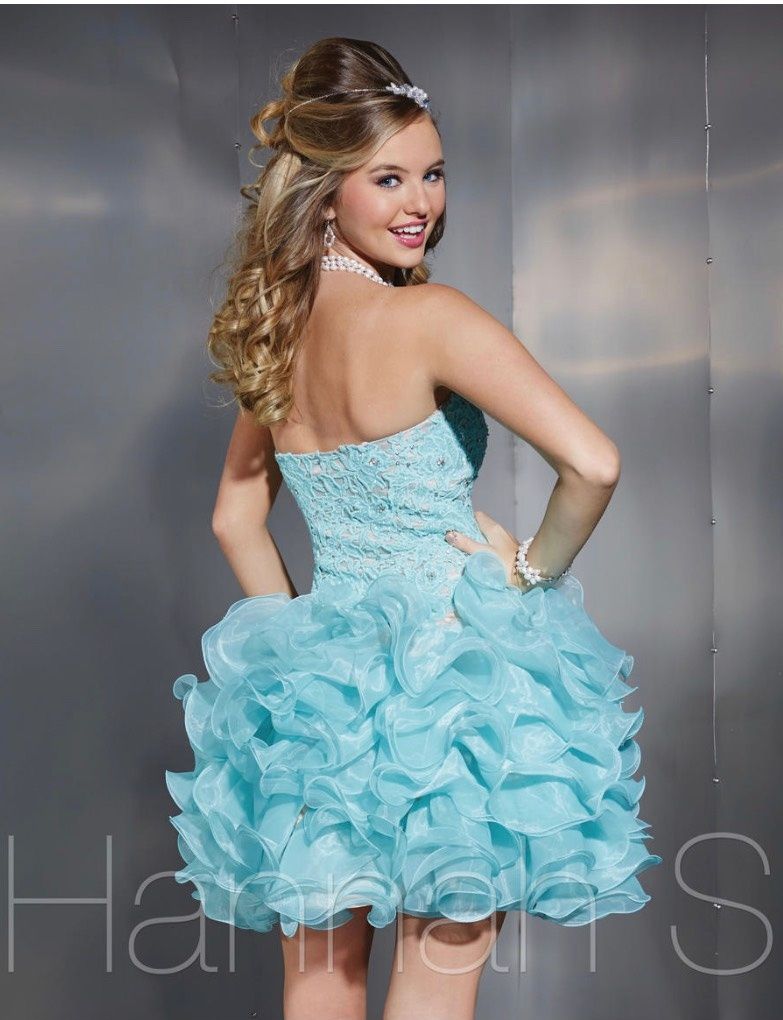 Hannah S Size 10 Homecoming Strapless Lace Light Blue Cocktail Dress on Queenly