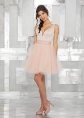 Style 9454 MoriLee Size 8 Homecoming Plunge Pink A-line Dress on Queenly