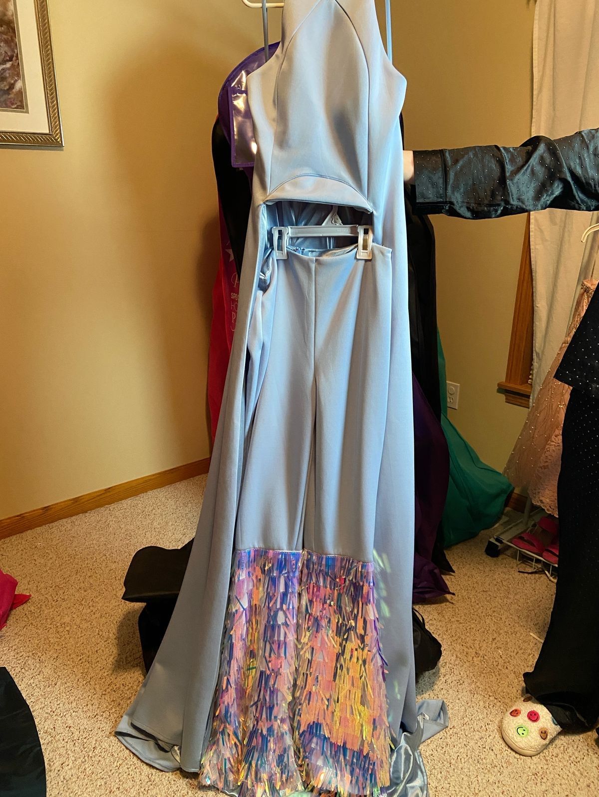 Johnathan Kayne Size 0 Pageant High Neck Blue Formal Jumpsuit on Queenly