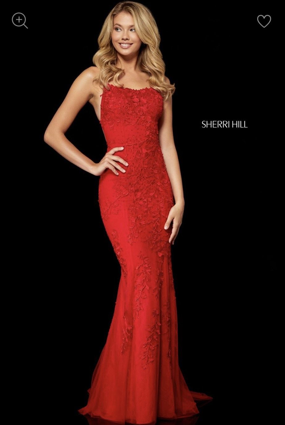 Style 52338 Sherri Hill Size 6 Prom Lace Red Mermaid Dress on Queenly