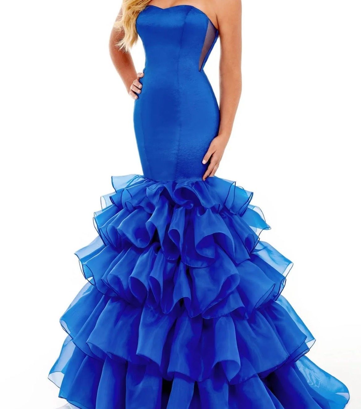 Rachel Allan Size 4 Prom Strapless Royal Blue Mermaid Dress on Queenly