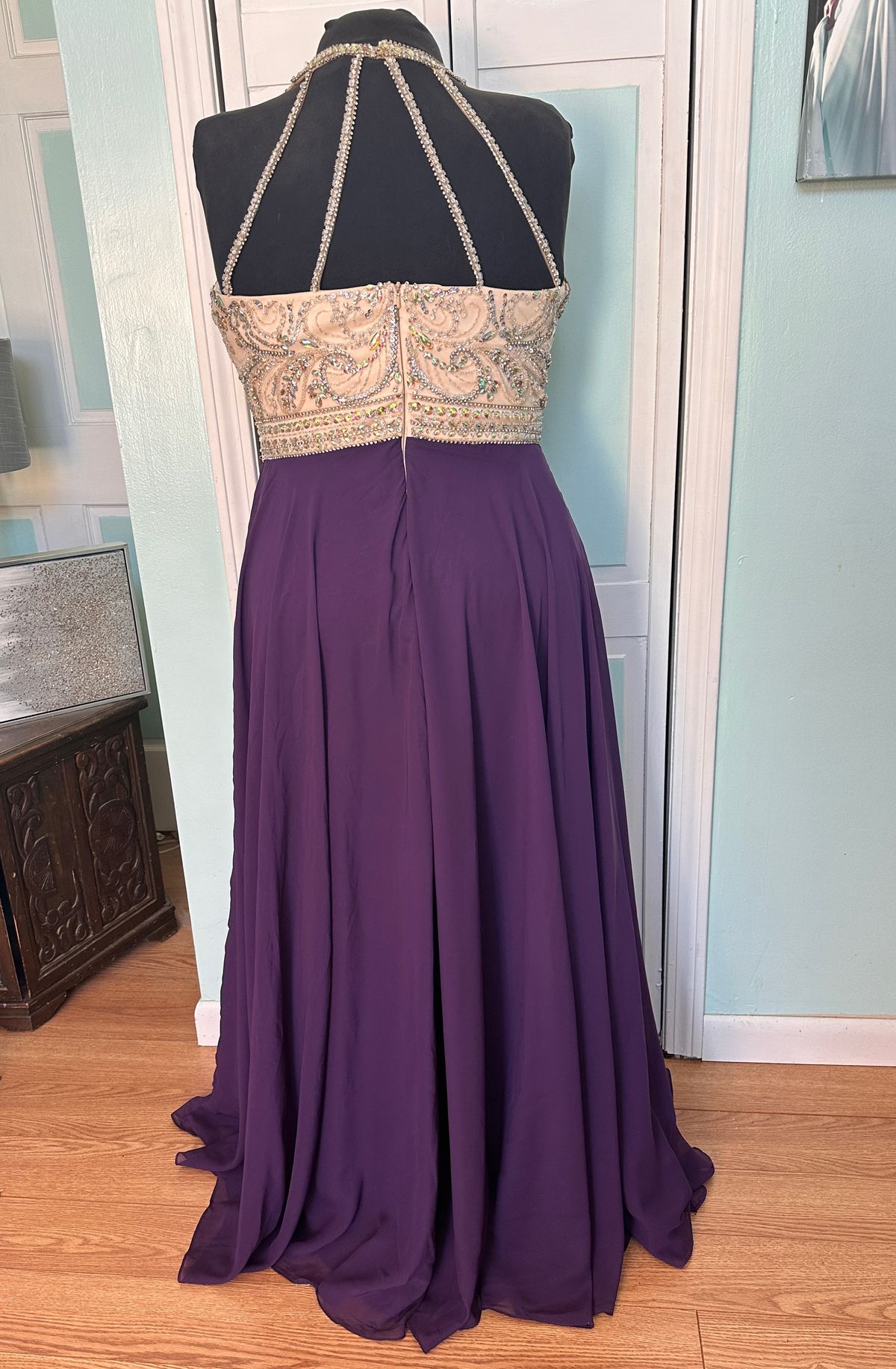 Style 3465 Clarisse Plus Size 22 Prom High Neck Purple A-line Dress on Queenly