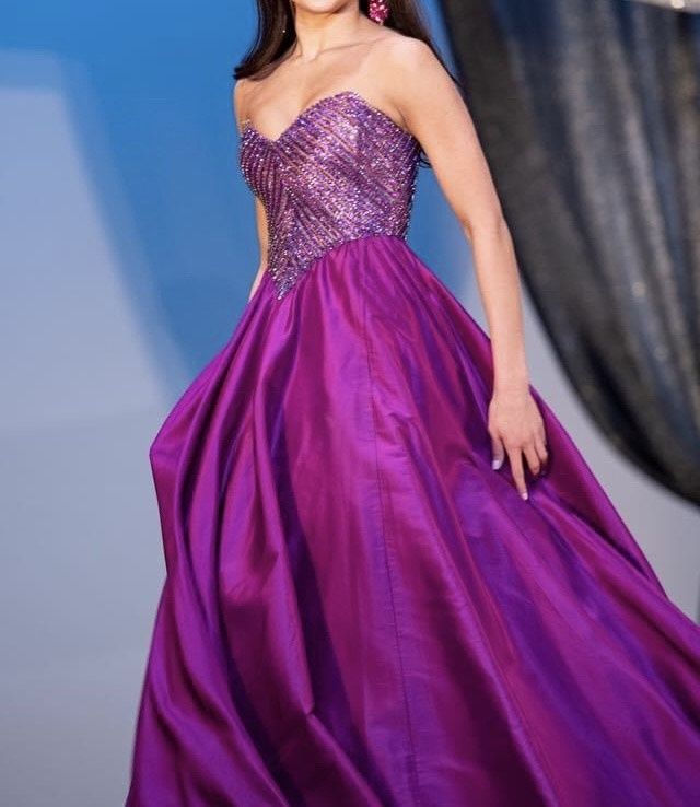 Style Couture Jovani Size 2 Prom Strapless Satin Purple Ball Gown on Queenly