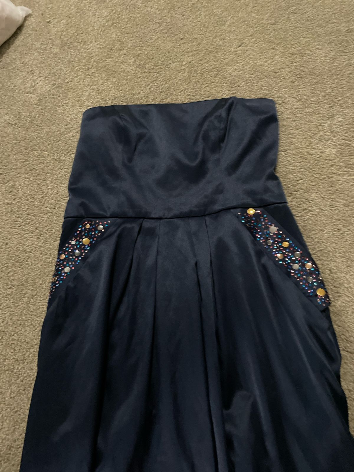 Size 6 Strapless Blue Floor Length Maxi on Queenly