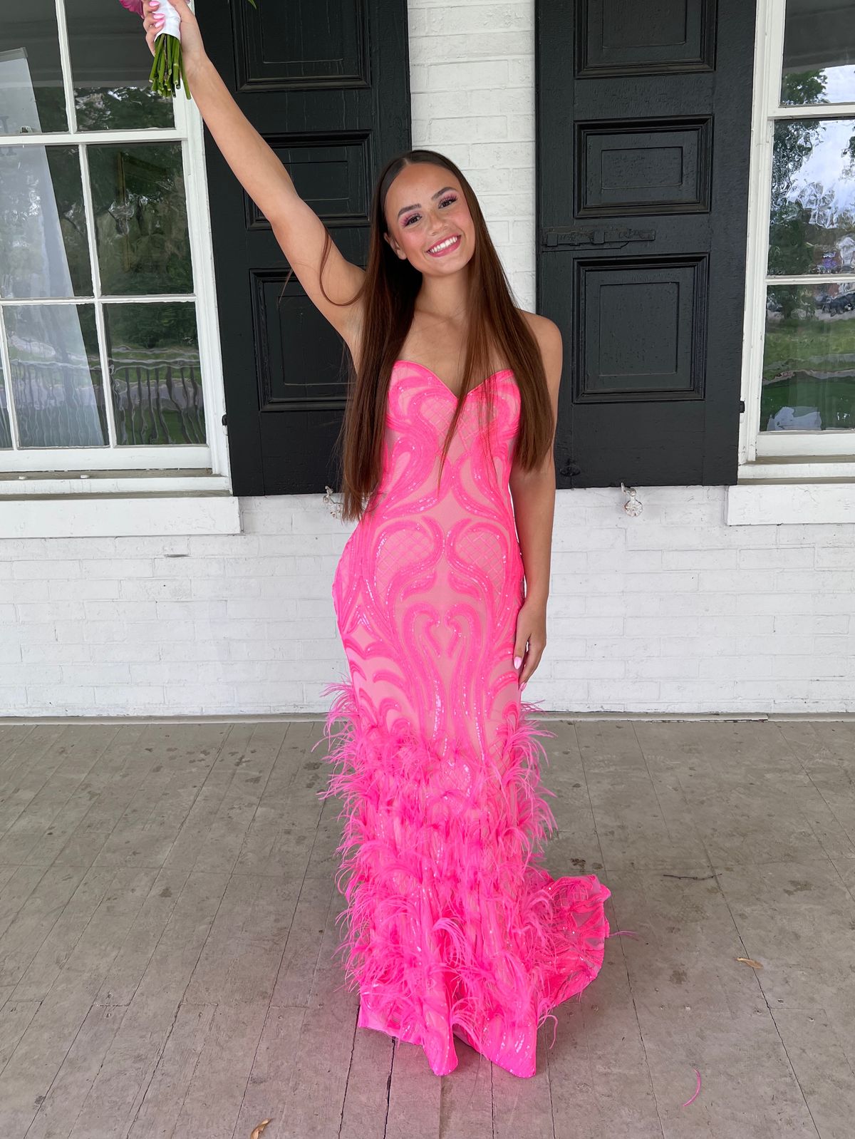 Style 07425 Jovani Size 0 Prom Plunge Pink Mermaid Dress on Queenly