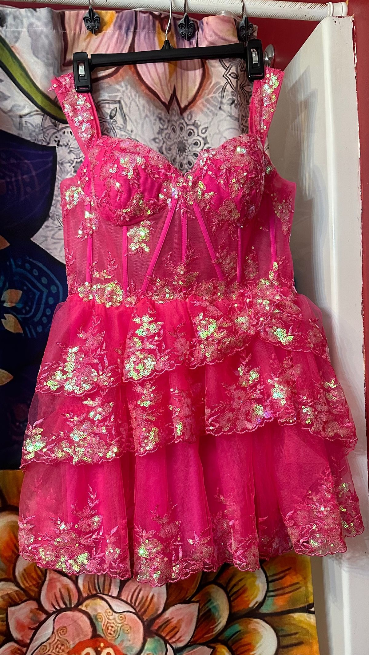 Size 12 Prom Cap Sleeve Pink A-line Dress on Queenly