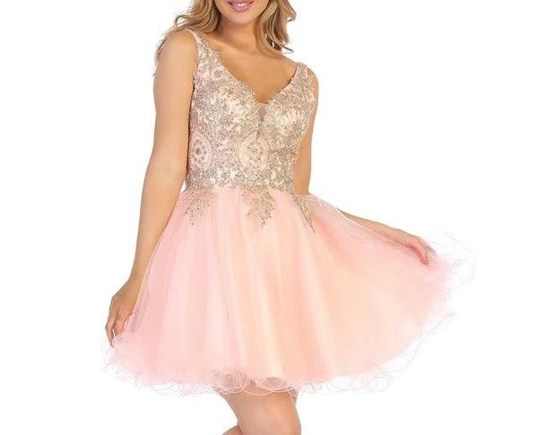 Style 6237 LETS FASHION Size 2 Halter Pink Cocktail Dress on Queenly