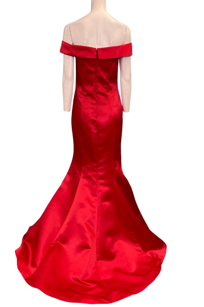 Style 6147 Dave and Johnny Size 10 Off The Shoulder Red Mermaid Dress on Queenly