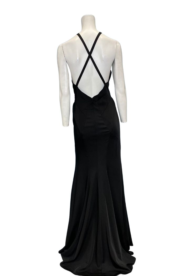 Style 6426 Dave and Johnny Size 10 Halter Black Floor Length Maxi on Queenly