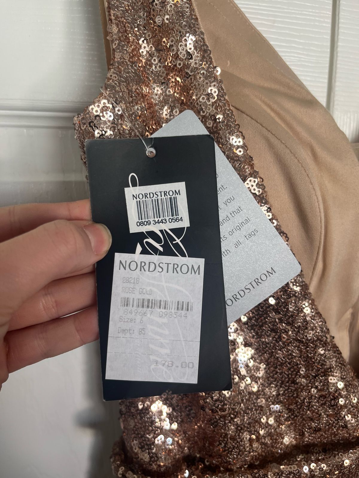 Style 28218 La Femme Size 6 Plunge Rose Gold Cocktail Dress on Queenly