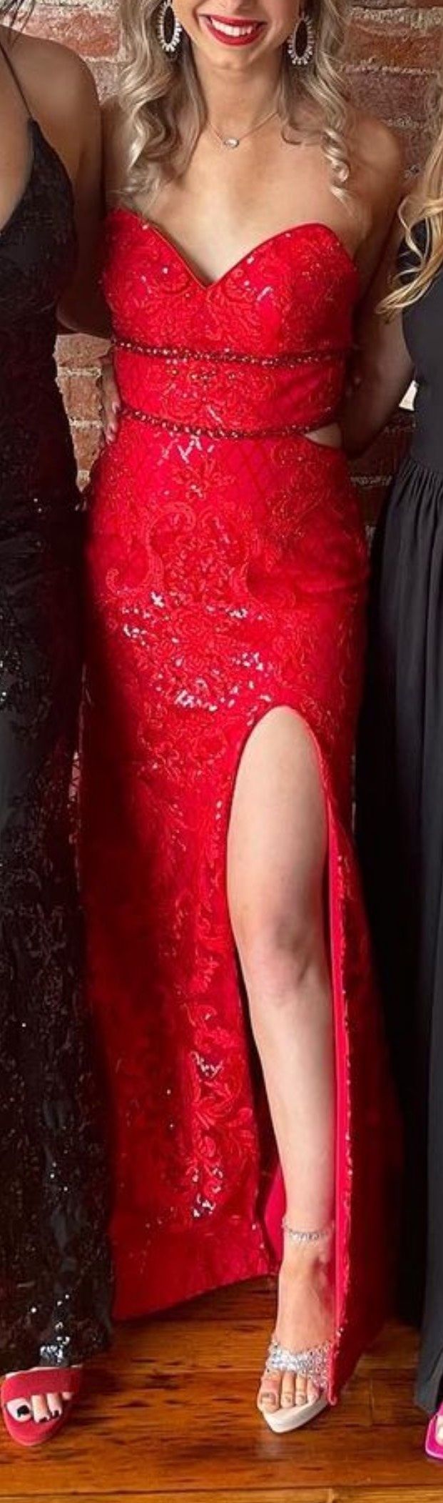 Rachel Allan Size 2 Prom Plunge Red Side Slit Dress on Queenly