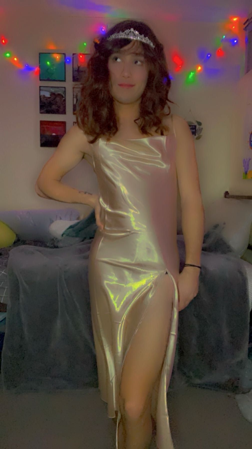 Size S Gold Side Slit Dress on Queenly