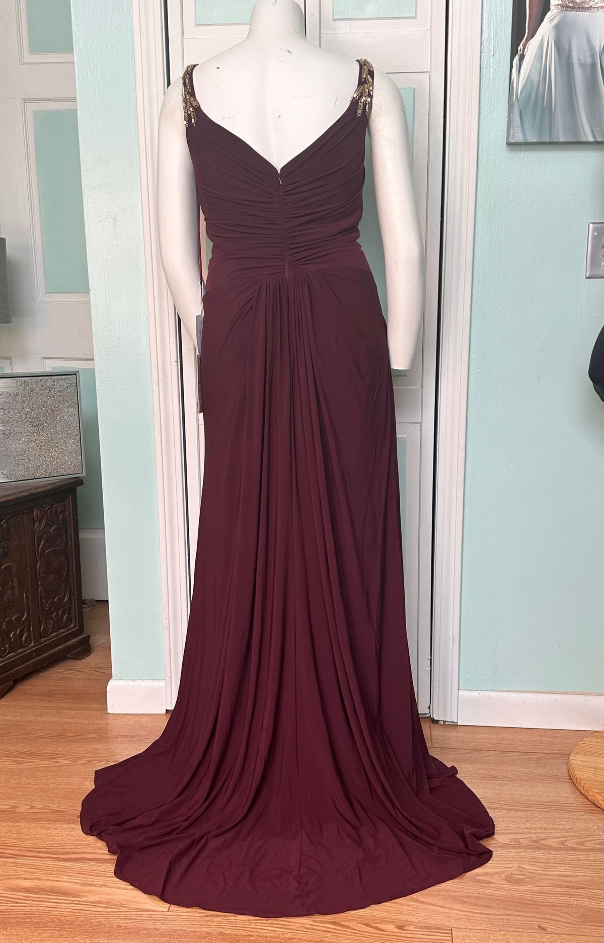 Style 65982 Mac Duggal Plus Size 20 Prom Plunge Burgundy Red A-line Dress on Queenly