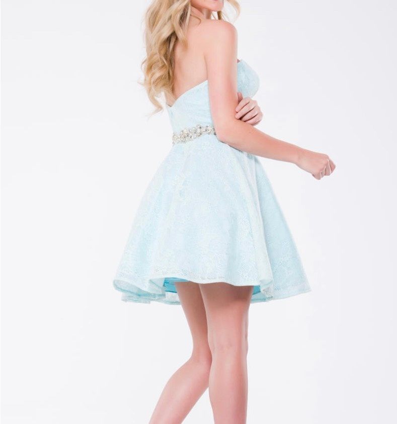 Style JVN41423 Jovani Size 10 Strapless Light Blue Cocktail Dress on Queenly