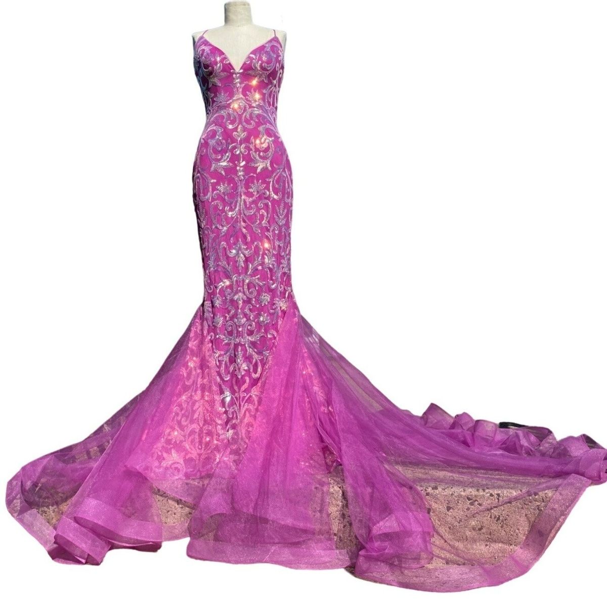 Style 800227 Clarisse Size 4 Pageant Pink Mermaid Dress on Queenly