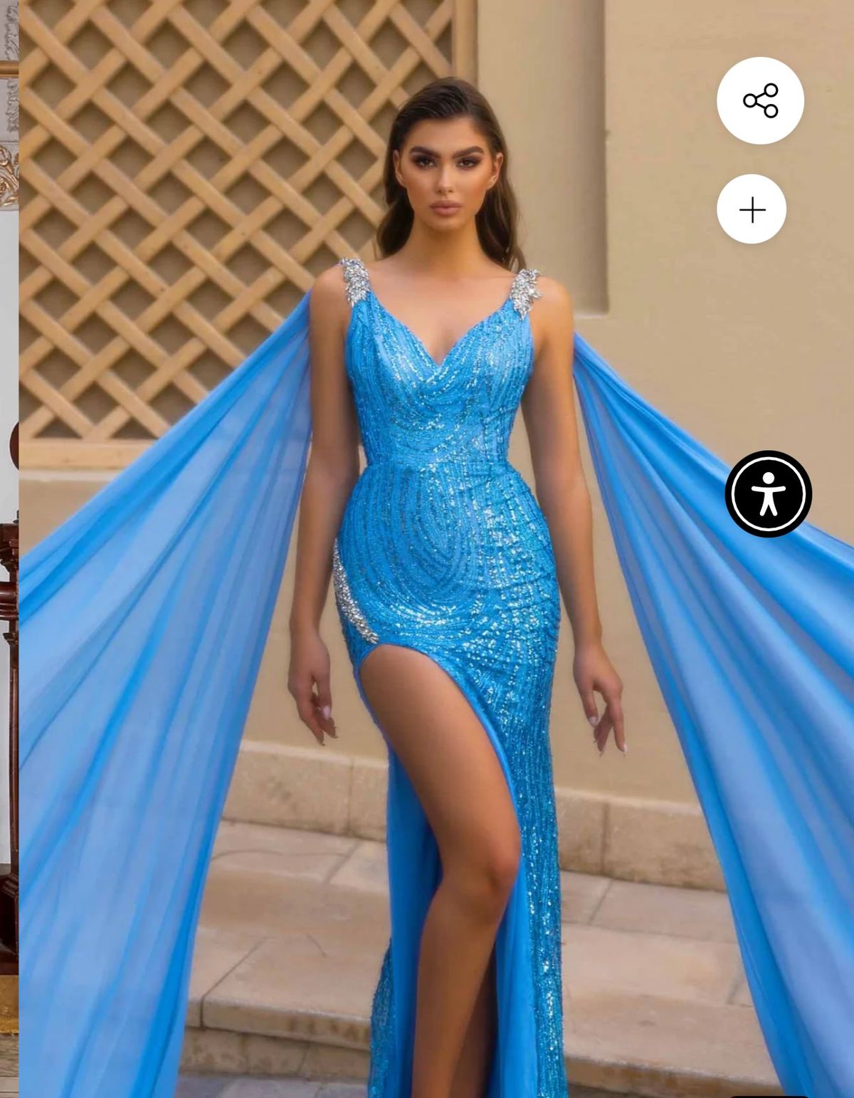 Style PS22543 Dress Portia and Scarlett Size 2 Pageant Plunge Blue Side Slit Dress on Queenly