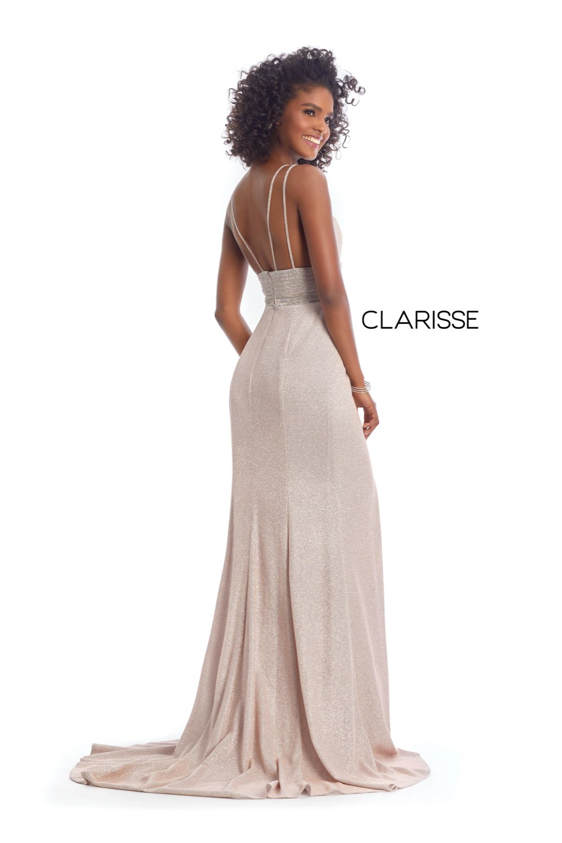 Style 8009 Clarisse Size 2 Plunge Pink Side Slit Dress on Queenly