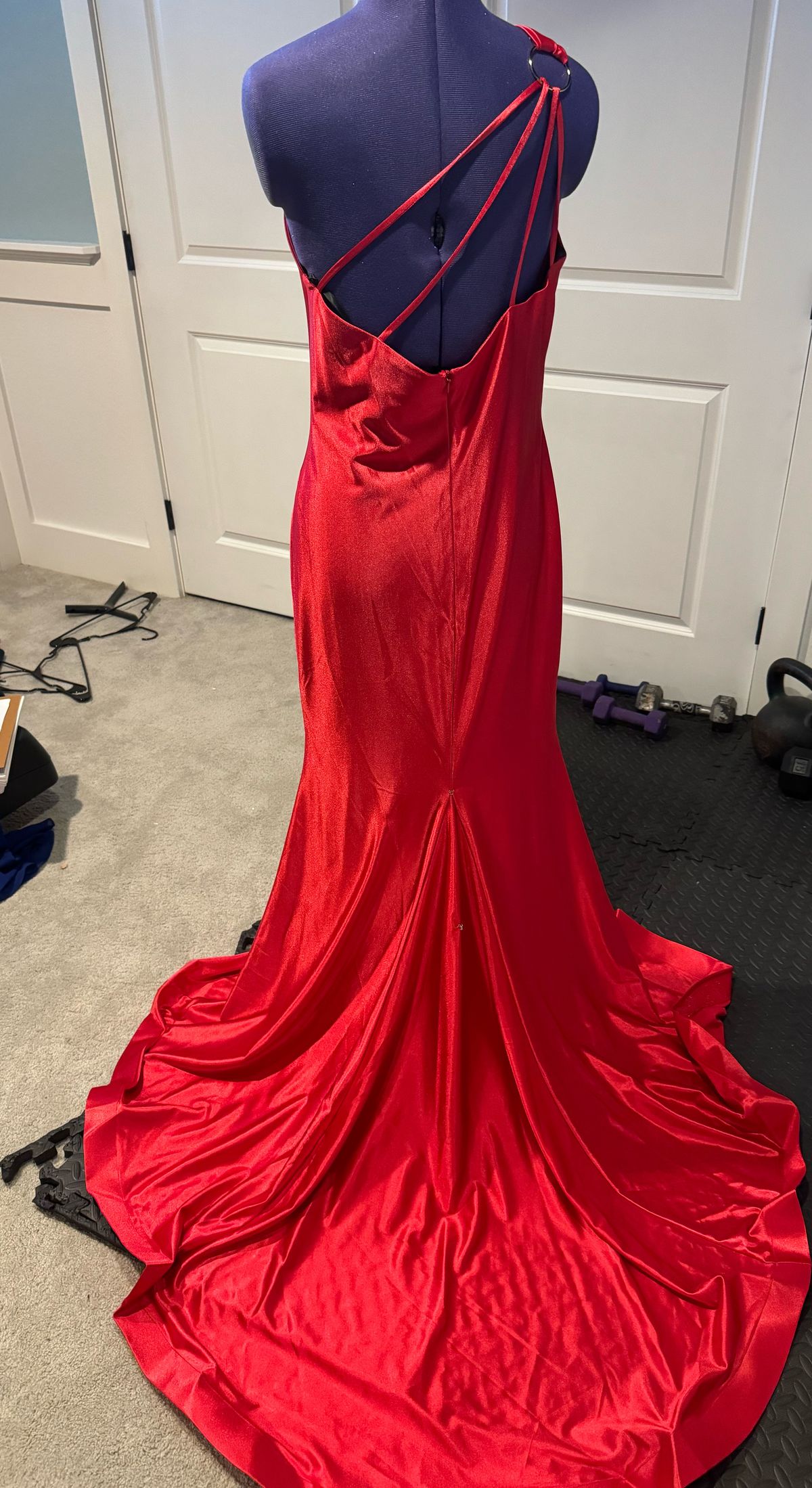 Style 61441 Alyce Paris Size 10 One Shoulder Red Floor Length Maxi on Queenly