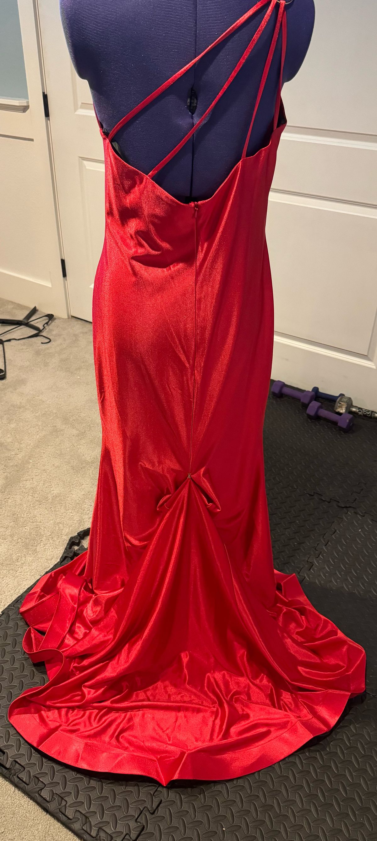 Style 61441 Alyce Paris Size 10 One Shoulder Red Floor Length Maxi on Queenly