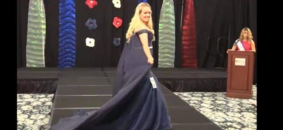 Size 12 Pageant Off The Shoulder Blue Mermaid Dress on Queenly
