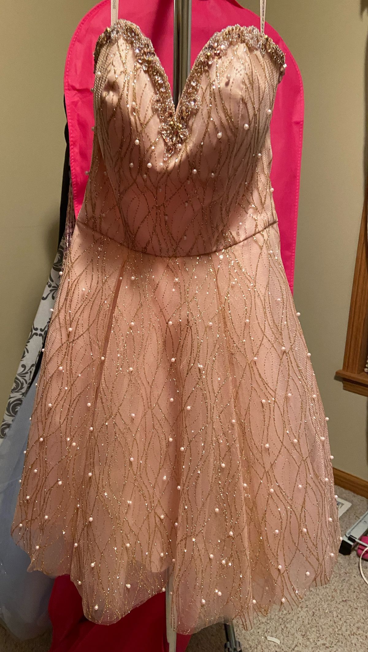 Style 9501 MoriLee Size 00 Homecoming Strapless Pink Cocktail Dress on Queenly