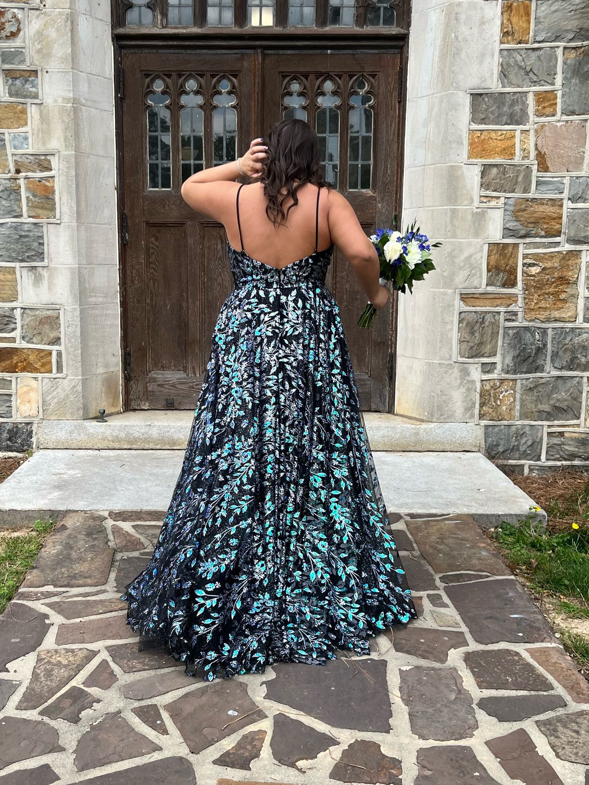 Plus Size 18 Prom Plunge Multicolor Ball Gown on Queenly