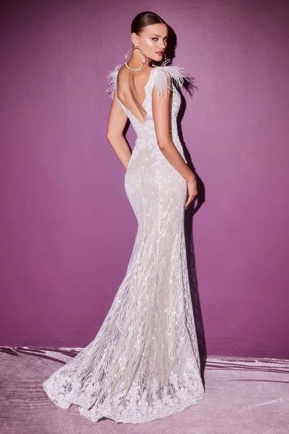 Cinderella Divine Plus Size 18 Prom Plunge White Mermaid Dress on Queenly