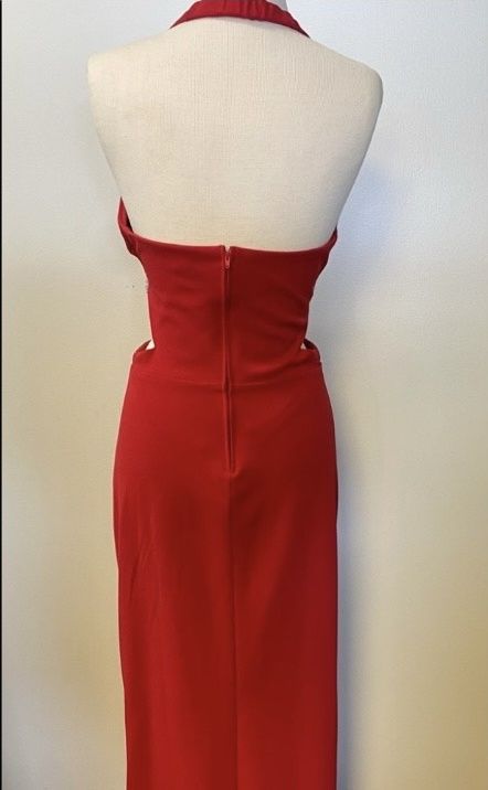 Speechless Size 8 Prom Halter Sequined Red Side Slit Dress on Queenly