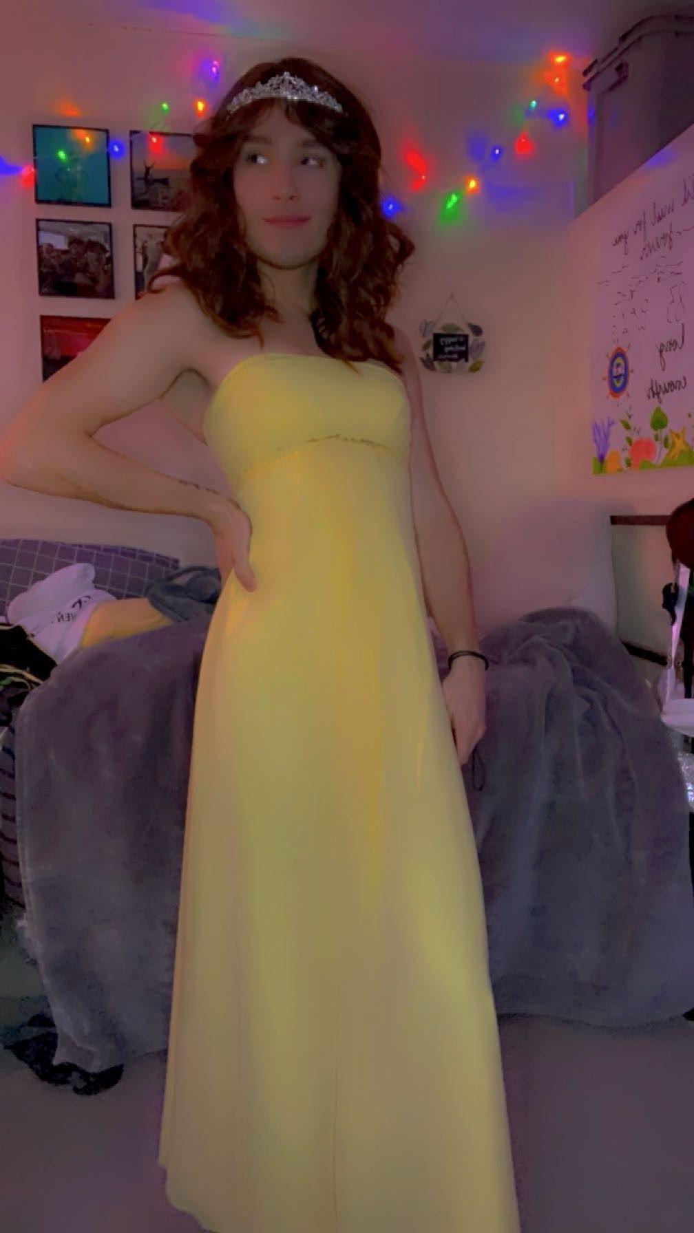 Bill Levkoff Size 6 Prom Strapless Yellow A-line Dress on Queenly