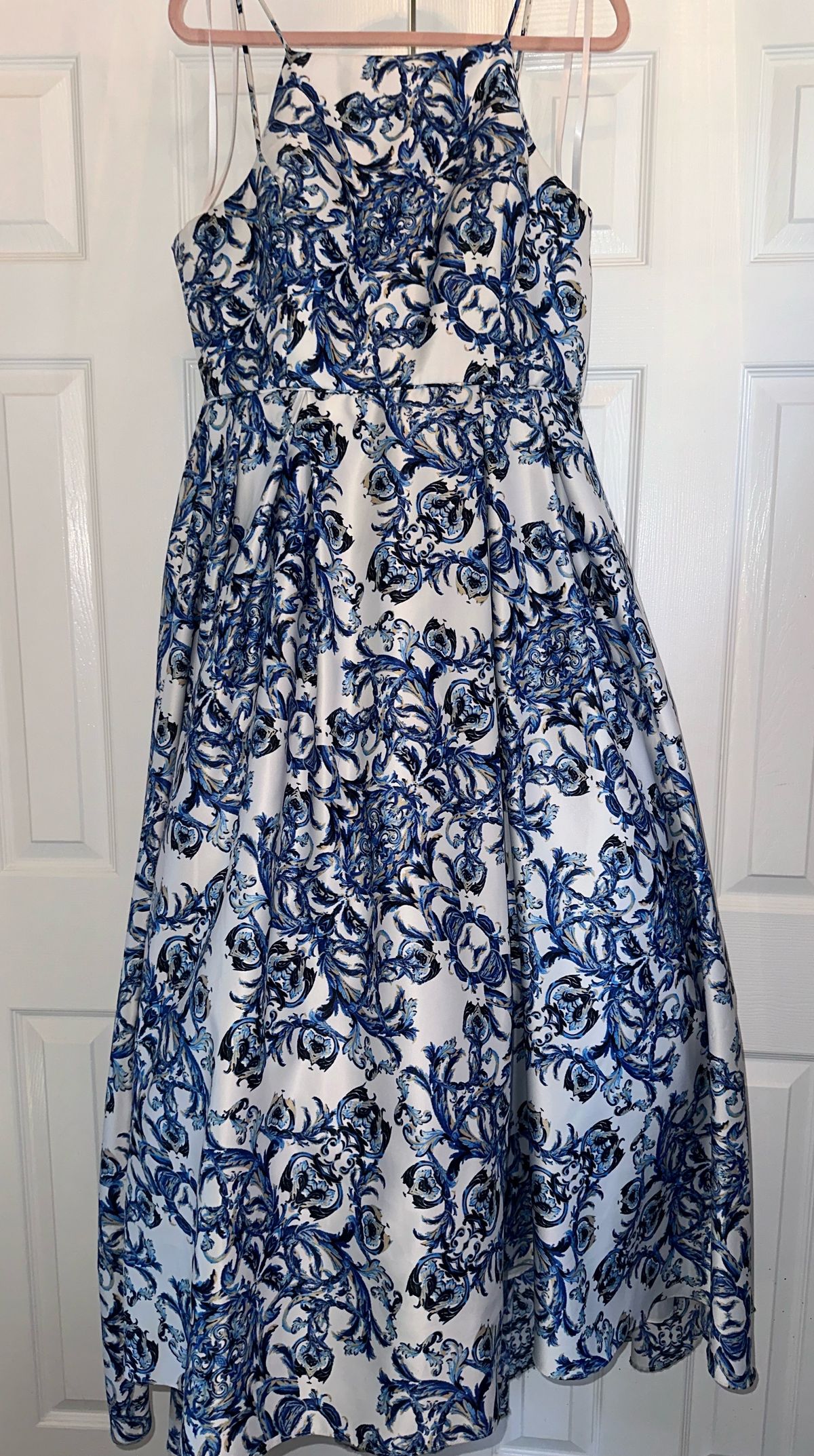 Betsy and Adam Plus Size 18 Prom Blue Ball Gown on Queenly