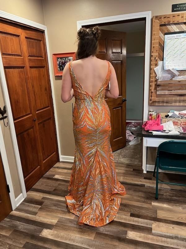 Jovani Plus Size 18 Prom Orange Ball Gown on Queenly