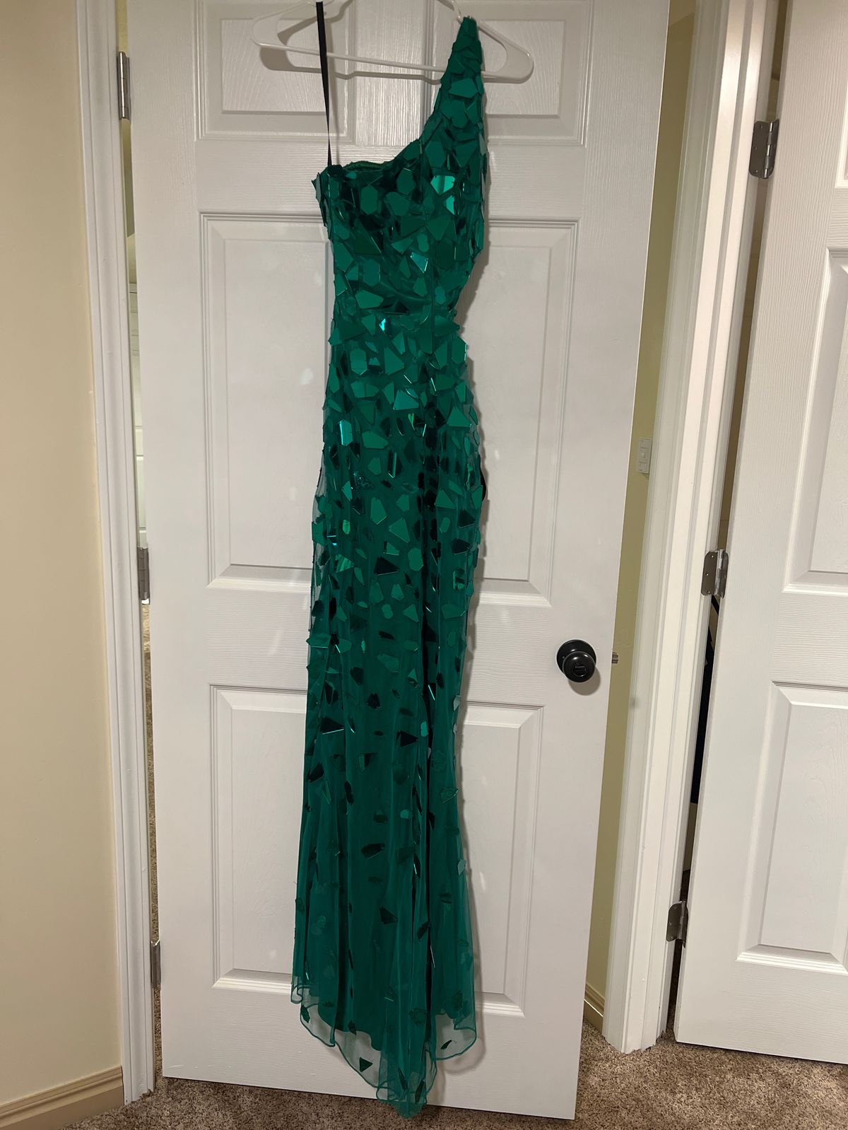 Style 3626 Primavera Size 0 Pageant One Shoulder Green Side Slit Dress on Queenly
