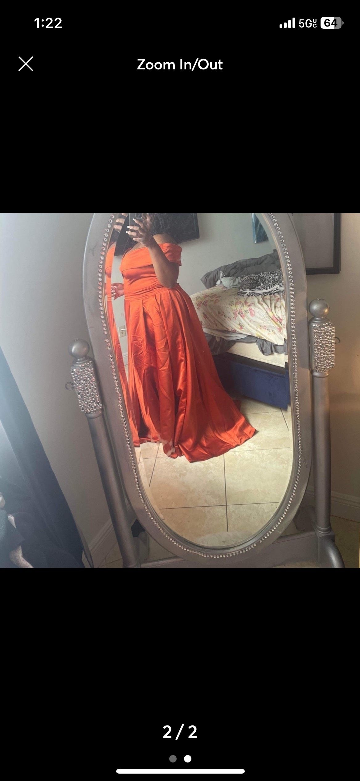 Plus Size 22 Prom Off The Shoulder Orange Ball Gown on Queenly