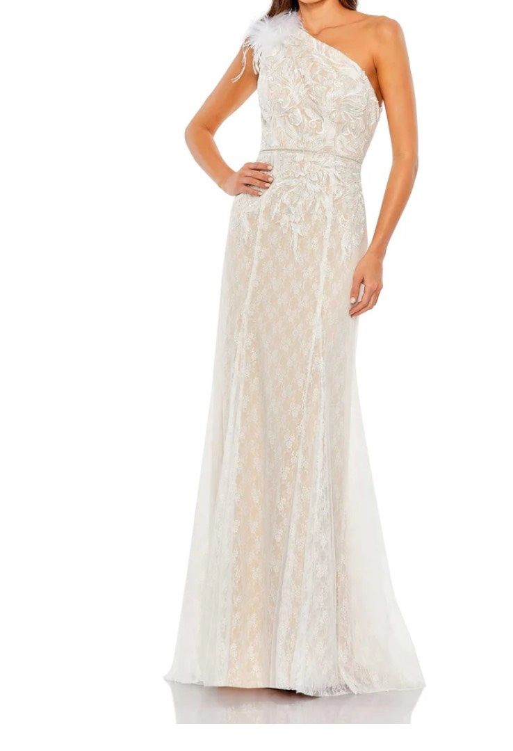 Style 11317 Mac Duggal Size 6 One Shoulder Nude Mermaid Dress on Queenly