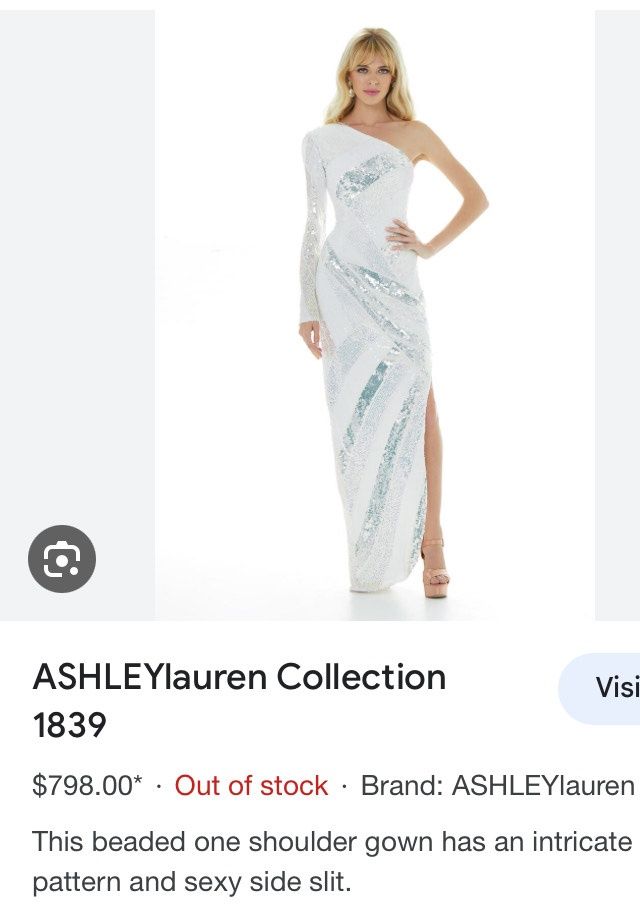 Style 1839 Ashley Lauren Plus Size 16 Prom One Shoulder White Side Slit Dress on Queenly