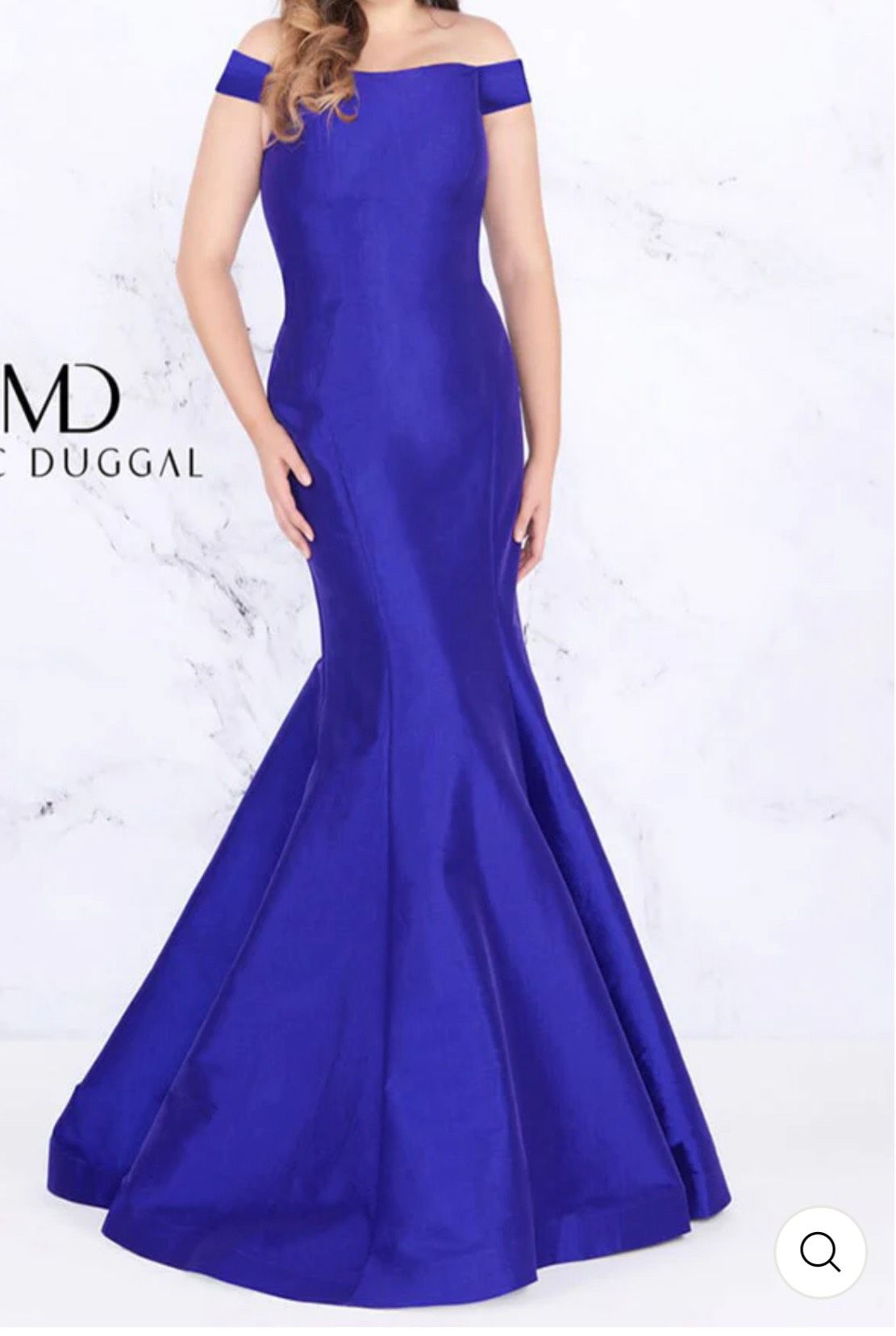 Style 66803 Mac Duggal Plus Size 16 Prom Off The Shoulder Purple Mermaid Dress on Queenly