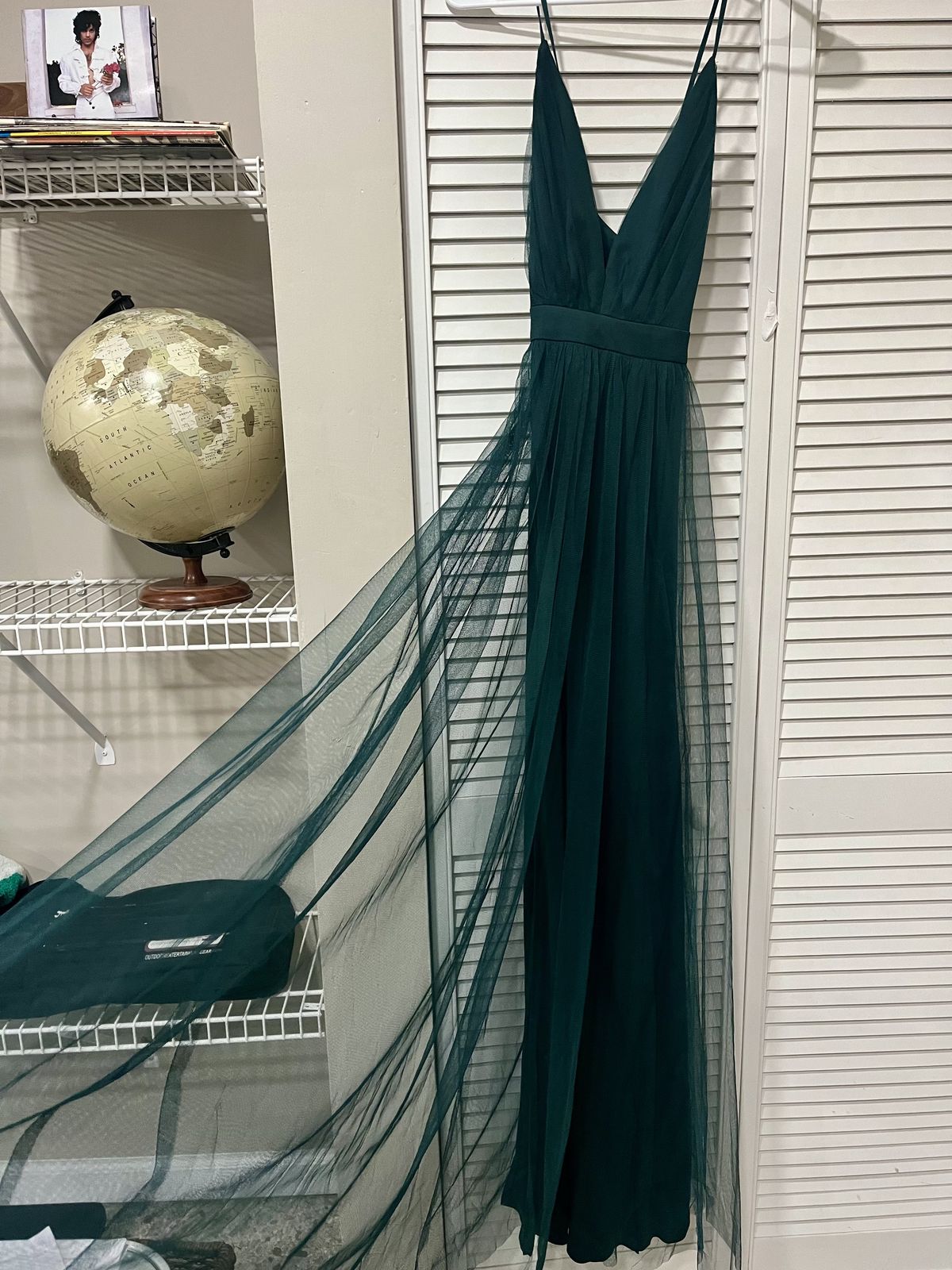 Style 879542 Lulus Size 4 Plunge Sheer Green Side Slit Dress on Queenly